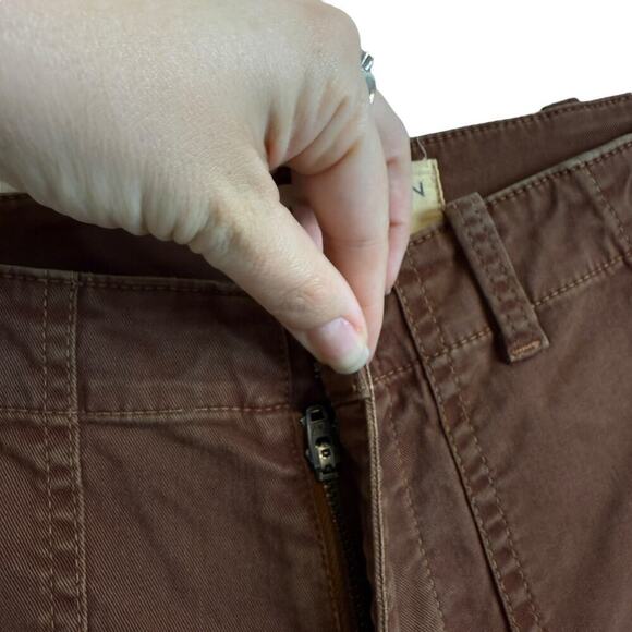 Nili Lotan Jenna Low Rise Raw Hem Stretch Twill Cotton Crop Pants Brown Size 0 - Picture 5 of 8